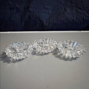 Vintage glass candle stick holder set